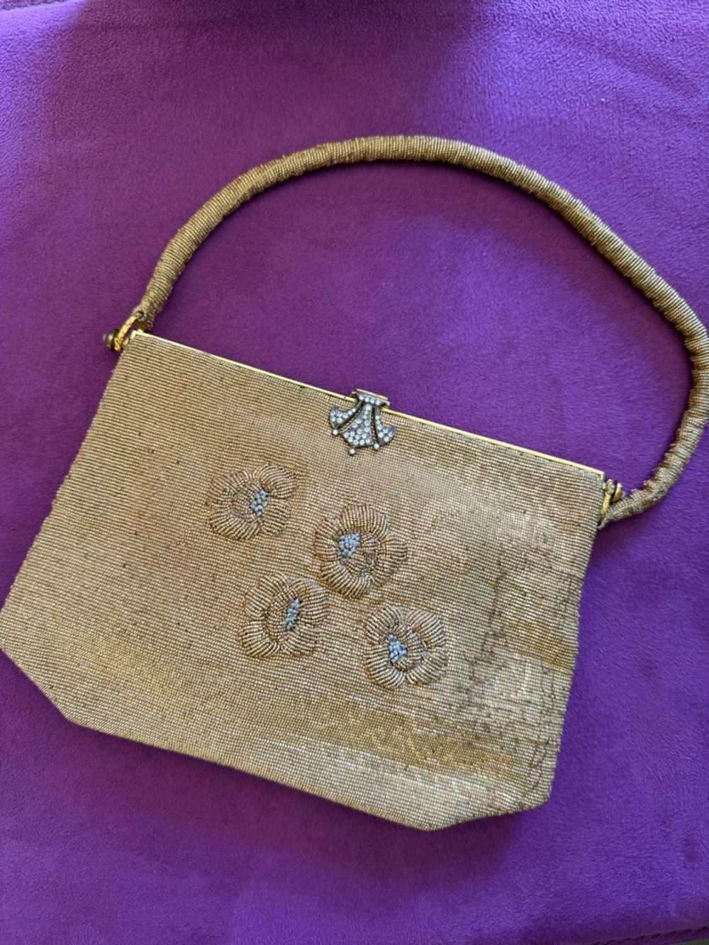 Stunning vintage Rosenfeld made in France Gold Beaded Evening Bag New Condition - Picture 6 of 10